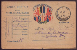 France, Carte En Franchise Militaire, 1946 Pour Paris - Otros & Sin Clasificación