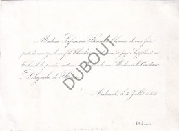2 X Huwelijksaankondiging Porseleinkaart, Druk Lithografie Oudenaarde 1844 Delagache-Liefmans, Renaix (V2935) - Wedding