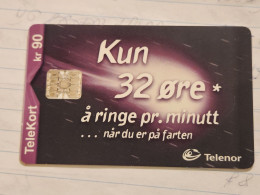 Norway-(n-152)-kun 32 Ore-(kr90)-(48)-(C97033606)-used Card+1card Prepiad Free - Noruega