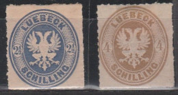 484 Luebeck 1863 - Aquila In Rilievo, N. 11/12. Cat. € 230,00. ( Assottigliato ) - Lübeck