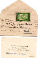 MONACO -- MONTE CARLO -- Enveloppe Carte De Visite -- Timbre10 C.vert-jaune Ravin Et église De Sainte Dévote - Oblitérés