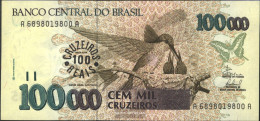Brazil Pick-number: 238 Uncirculated 1993 100 Cruzeiros Reals On 100.000 Cruz - Brasile