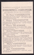 Oorlog14 18 Overleden Te Lichtervelde Op 06.09. 1915 - 7 Personen Zie Scan. - Religion & Esotérisme