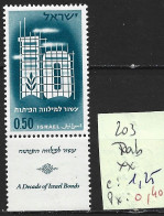 ISRAEL 203 ** Côte 1.25 € - Unused Stamps (with Tabs)