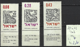 ISRAEL 221 à 23 ** Côte 7 € - Unused Stamps (with Tabs)