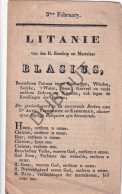Litanie H. Blasius Kerk Vlissegem, Kaaskerke, St. Anna, Gedrukt Te Brugge, C. De Moor †1850  (V2936) - Autres & Non Classés