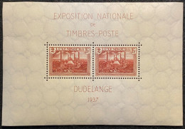 Luxembourg 1937 Bloc N°2 Exposition Dudelange Neuf** - Blocks & Sheetlets & Panes
