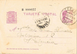 53863. Entero Postal TERUEL  1934. Republica. Circulado A Valencia - 1931-....