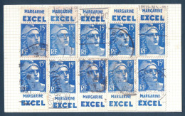 CARNET RECONSTITUÉ De 10 TIMBRES Au TYPE MARIANNE De GANDON N° 886 Avec BANDES PUBLICITÉ MARGARINE EXCEL - Used Stamps