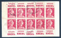 CARNET RECONSTITUÉ De 10 TIMBRES Au TYPE MARIANNE De MULLER N° 1011 Avec BANDES PUBLICITÉ MARGARINE EXCEL - Used Stamps