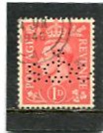 GREAT BRITAIN - 1941  1d   LIGHT COLOURS  PERFIN   S Crown O  FINE USED - Perforés