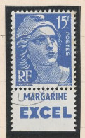 BANDE PUB -N°886 -GANDON 15f BLEU Obl - MARGARINE /EXCEL ( MAURY 261) - Used Stamps