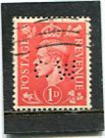 GREAT BRITAIN - 1941  1d   LIGHT COLOURS  PERFIN   CW  FINE USED - Gezähnt (perforiert)