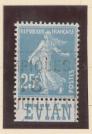 BANDE PUB -N°140 -SEMEUSE CAMÉE TYPE II Obl - 25 C BLEU  - EVIAN  ( MAURY 15)) - Gebraucht