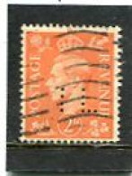 GREAT BRITAIN - 1941  2d   LIGHT COLOURS  PERFIN   IL  FINE USED - Gezähnt (perforiert)