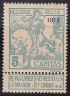 Belgie  .   OBP    .     96   .   (*)       .   Ongebruikt Zonder Gom    .   /   .    Neuf Sans Gomme - 1910-1911 Caritas