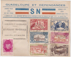 Divers Guadeloupe Sur Quinzaine Impériale Du Secours Nationale . Vignette Pétain CaD Pointe à Pitre 1942 - Storia Postale