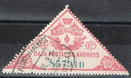 Sello Fiscal, Caja Postal De Ahorros  25 Pts, Color Rosa, Triangular Grande º - Fiscaux