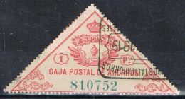 Sello Fiscal, Caja Postal De Ahorros  1 Pts, Color Rosa, Triangular Grande º - Steuermarken