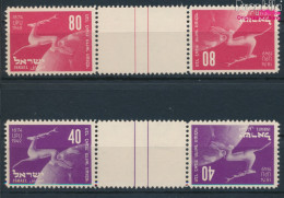 Israel 28KZW-29KZW Zwischenstegpaar (kompl.Ausg.) Kehrdruck Postfrisch 1950 75 Jahre UPU (10326300 - Unused Stamps (without Tabs)