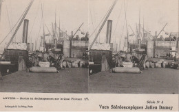 Anvers Navire En Dechargement Sur Le Quai Flottant Vues Stereoscopiques Julien Damoy - Stereoscope Cards