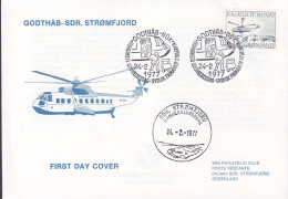 Greenland SAS Helicopter Hubschreiber GODTHÅB-SDR. STRØMFJORD GODTHÅB 1977 FDC Cover Brief Lettre SDR. STRØMFJORD (Arr.) - FDC