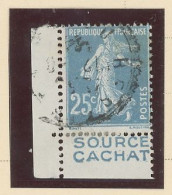 BANDE PUB -N°140 -SEMEUSE CAMÉE TYPE II Obl - 25 C BLEU  - PUB SOURCE CACHAT  ( MAURY 15)) - Gebraucht