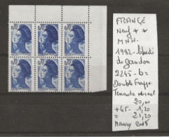 TIMBRE DE FRANCE NEUF**MNH 1982 Nr 2245-b=DOUBLE FRAPPE TENANT A NORMAL **MNH COTE 21.20  € - Ungebraucht