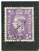 GREAT BRITAIN - 1941  3d   LIGHT COLOURS  PERFIN   H   FINE USED - Perfins