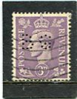 GREAT BRITAIN - 1941  3d   LIGHT COLOURS  PERFIN   BG   FINE USED - Perfins