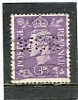 GREAT BRITAIN - 1941  3d   LIGHT COLOURS  PERFIN   WCS   FINE USED - Gezähnt (perforiert)