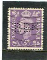 GREAT BRITAIN - 1941  3d   LIGHT COLOURS  PERFIN   BBK   FINE USED - Gezähnt (perforiert)