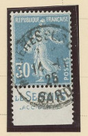 BANDE PUB -N°192-SEMEUSE CAMÉE TYPE II B   Obl - 30 C BLEU  - PUB -LE SECOURS/  ACCIDENTS - Used Stamps