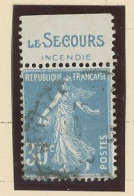 BANDE PUB -N°192-SEMEUSE CAMÉE TYPE II B   Obl - 30 C BLEU  - PUB -LE SECOURS/  INCENDIE - Used Stamps