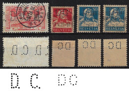 Switzerland 1910/1927 4 Stamp With Perfin D.C. And DC By AG Danzas & Co International Transport Lochung Perfore - Gezähnt (perforiert)