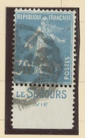 BANDE PUB -N°192-SEMEUSE CAMÉE TYPE II B   Obl - 30 C BLEU  - PUB -LE SECOURS/  VIE - Used Stamps