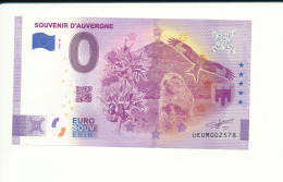 Billet Touristique  0 Euro  - SOUVENIR D'AUVERGNE - ANNIV - 2022-20 - UEUM -  N° 2548 - Andere & Zonder Classificatie