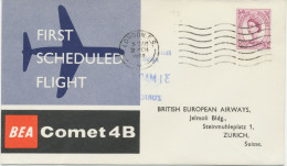 GB 31.3.1960, First Flight British European Airways (BEA) With Comet B4 „LONDON – ZÜRICH“ - Postwaardestukken