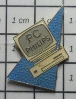 615c Pin's Pins / Beau Et Rare / INFORMATIQUE / MICRO ORDINATEUR PC PHILIPS - Informatica