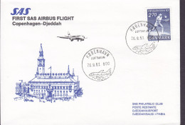 Denmark First SAS AIRBUS Flight COPENHAGEN - DJEDDAH Saudi Arabia, KØBENHAVN LUFTHAVN 1983 Cover Brief Lettre Badminton - Aéreo