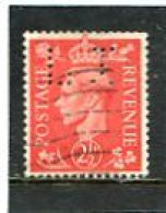 GREAT BRITAIN - 1951  2 1/2d   NEW COLOURS  PERFIN   JI   FINE USED - Perfins