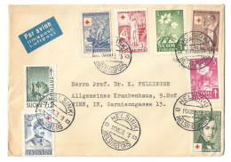 Cover Enveloppe 1953 Helsinki Suomi Finland To Wien Osterreich Par Avion Luftpost Limaposti Croix Rouge Rotes Kreuz - Cartas & Documentos