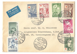 Cover Enveloppe 1953 Helsinki Suomi Finland To Wien Osterreich Par Avion Luftpost Limaposti Croix Rouge Rotes Kreuz - Briefe U. Dokumente