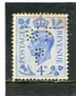 GREAT BRITAIN - 1950  4d   NEW COLOURS  PERFIN   WF P   FINE USED - Perfins