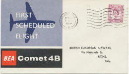 GB 1.4.1960, First Flight British European Airways (BEA) With Comet B4 „LONDON – ROME“ - Postwaardestukken