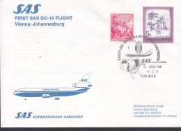 Austria First SAS DC-10 Flight VIENNA-JOHANNESBURG Erstflug WIEN-NAIROBI-JOHANNESBURG 1976 Cover Brief Lettre Elephant - Erst- U. Sonderflugbriefe