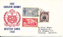 Samoa I Sisifo FDC 21-3-1958 First Legislative Assembly Western Samoa 1958 With Cachet And Sent To Australia - Samoa