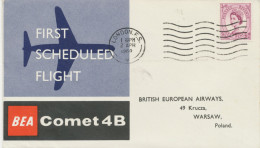 GB 2.4.1960, First Flight British European Airways (BEA) With Comet B4 „LONDON – WARSAW“ - Postwaardestukken