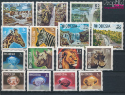 Rhodesien 206-220 (kompl.Ausg.) Postfrisch 1978 Edelsteine, Tiere, Wasserfälle (10285535 - Rhodesien (1964-1980)