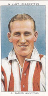 24 J James Brentford  FC  - Wills Cigarette Card - Association Footballers, 1935 - Original Card - Sport - Wills